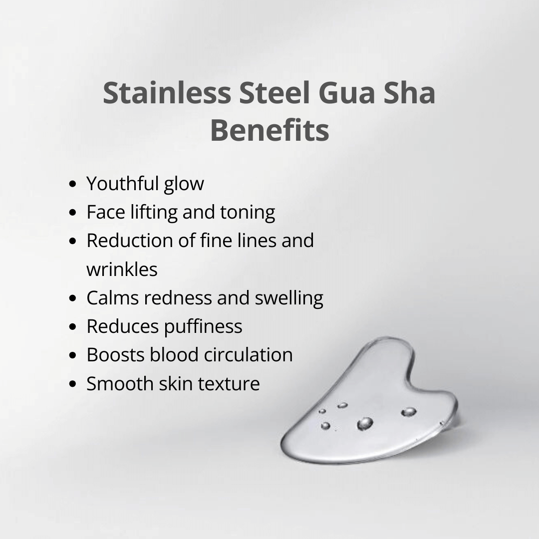 Premium Stainless Steel Gua Sha For Face Lifting Massage Tool Natural Universal Facial Silver Metal GuaSha