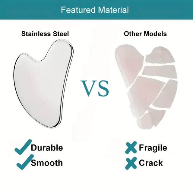 Premium Stainless Steel Gua Sha For Face Lifting Massage Tool Natural Universal Facial Silver Metal GuaSha